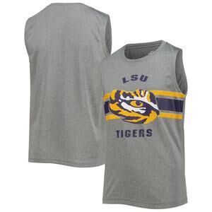 NWT LSU Tigers Unisex Youth Gray Sleeveless Tank Top Muscle Shirt Size Large